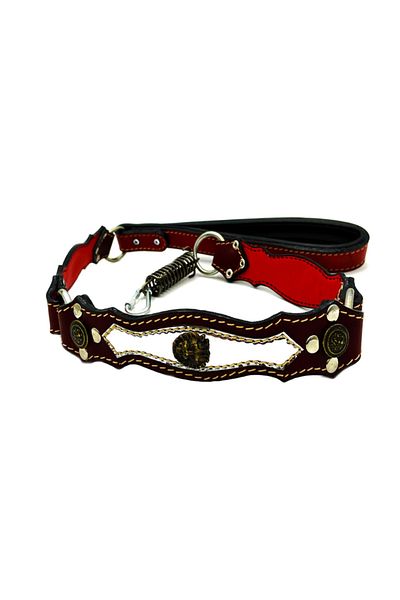 Tasma Market Lion Head Leather Dog Walker Leash Red Color Leash