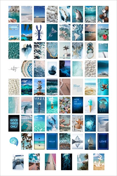 Dekorasna Set de postere de perete cu tematică Marea Albastră și Natură, 70 d...