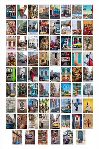 Dekorasna Set de postere de perete cu tematică Cuba și Cuba, 70 de piese, 10x...