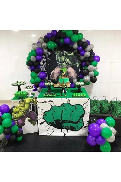 MERİ PARTİ Hulk Man Concept Balloon Chain 100 Pieces