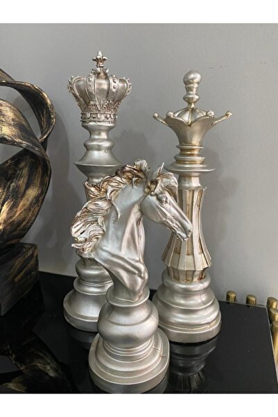 Mirsa Global Satranç Takımı Şah Vezir At Siyah 3 Lü Biblo