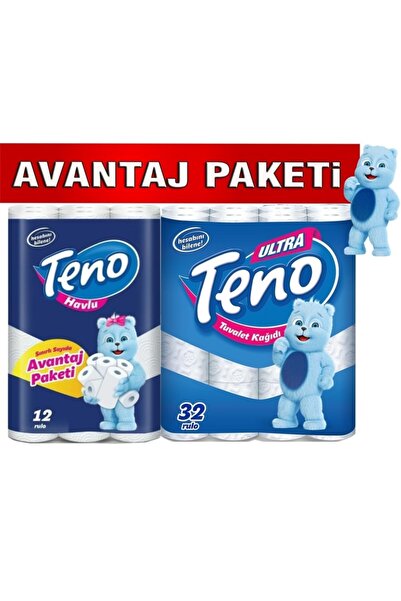 Teno Ultra Tuvalet Kağıdı 32 Li Paket + 12 Li Paket Kağıt Havlu Avantaj Pk (2...