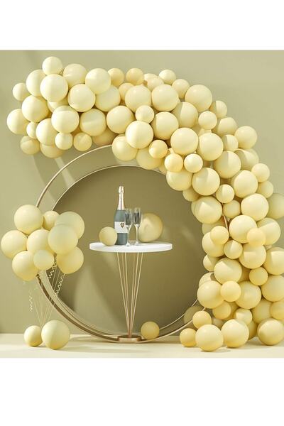 Parti dolabı 25 Pieces Yellow Macaron Balloon Soft Pastel Birthday Balloon