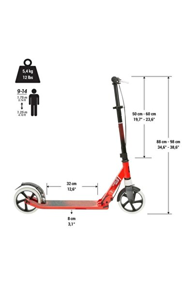 Decathlon Scooter Oxelo Mıd 9 9 14 Yaş Koyu Gri Siyah