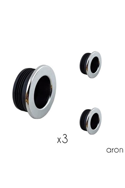 ARON (3 Adet) Plastik Krom Gömme Yuvarlak Tas Kulp Çekmece Dolap Kapak Ofis Mobilya Kulpu 35mm