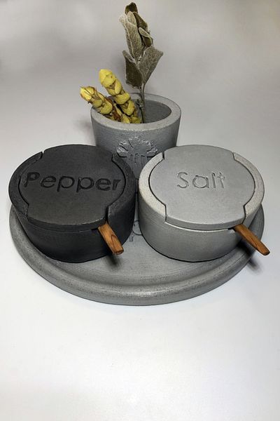 RocArt Home Concrete Celery Salt and Pepper Shakers Set (with Spoon)
