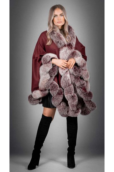 janbely Burgundy Poncho