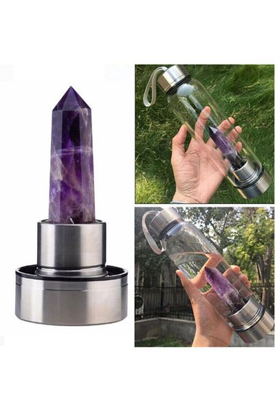 Artagate Jewelry Amethyst Natural Stone Water Bottle Flask