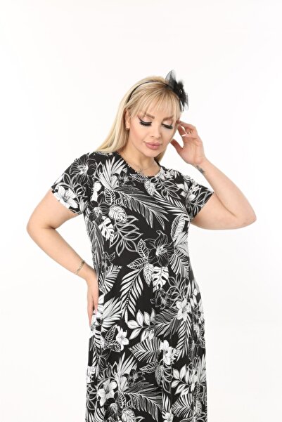 Mezura Ασύμμετρο βαμβακερό χτενισμένο γυναικείο φόρεμα με κοντό μανίκι, ασύμμετρο, χτενισμένο από βισκόζη