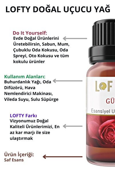 Lofty 10'lu Set Uçucu Yağ Buhurdanlık Esansı Oda Kokusu Esansiyel Buhur Yağı 10 ml