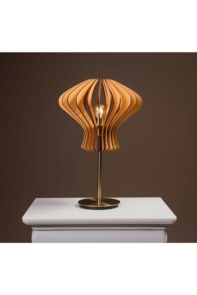 hü ma tasarım ve aksesuar Natural Wood Mdf 3D Lampshade Table for Living Room Bed & Dining Room - Night Lamp