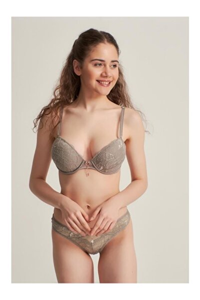 Le Jardin Σετ σουτιέν με επένδυση από σιλικόνη και πέτρα 5040-b Ecru 90