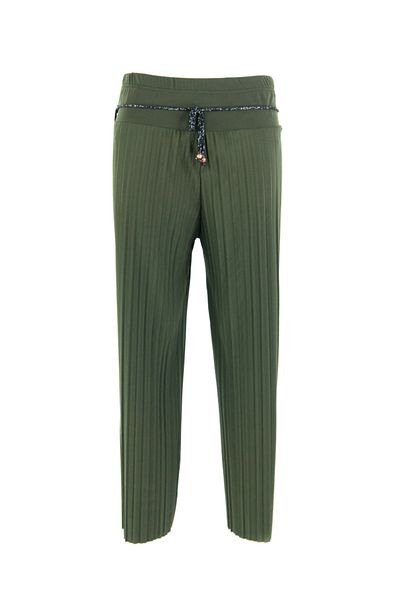Oppland Women's Boutique Trousers Skirt Waist Rope Belted Pleated Comfortable Cut Sandy Lycra Fabric