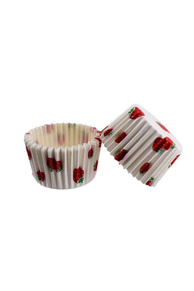 Eminonutoptanci Cupcake Mold Pet Capsule Cake Mold 52x45 mm - 100 Pieces Strawberry Pattern