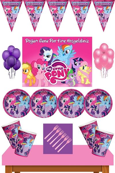 MY LITTLE PONY Birthday 8-Person 50x70 Cm Banner Pony Party Supplies Set Pink