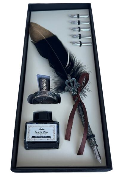 misslale esans Kuş Tüyü Divit Mürekkepli Kaligrafi Kalem Hokka Seti Siyah