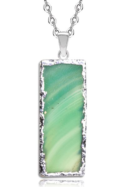 Tesbih Atölyesi Certified Natural Water Green Patterned Agate Stone Necklace