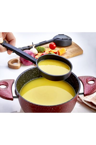 GELDİMİCOM Fireproof Non-Stick 3 in 1 Service Set Resistant to 220 Degrees| Spoon| Colander| Bucket Single in One