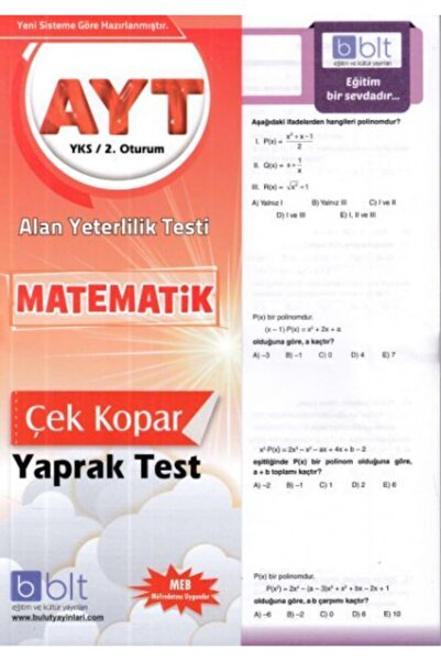 3D Yayınları Bulut Yks Ayt Matematik Yaprak Test 2. Oturum (yeni)