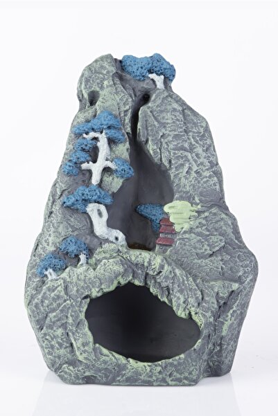 LumosGift Gri Kaya Şelale Geri Akış Tütsülük Dekoratif Hediyelik Buhurdanlık ...