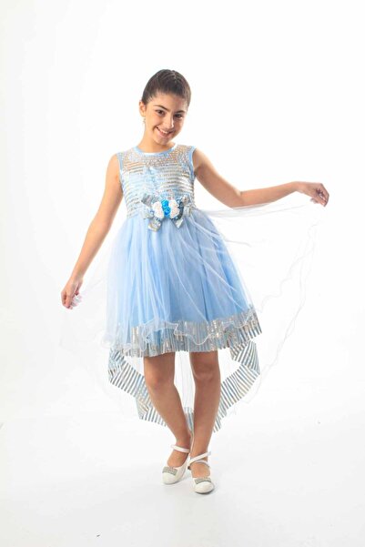 ÖFİ Kids Kız Kuyruklu Kabarık Tüllü Fiyonklu Sade Şık Abiye