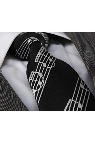 Herşey Nota Erkek Siyah Nota Müzik Kravat