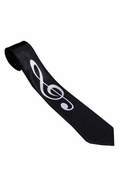 Herşey Nota Men's Black Left Key Music Note Tie