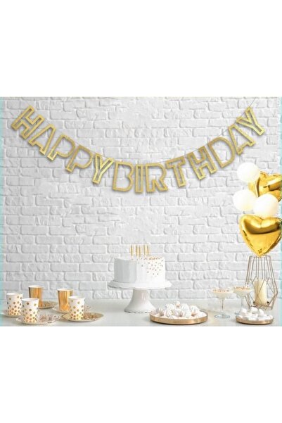 TATLI GÜNLER Gold Içi Boş Happy Birthday Banner