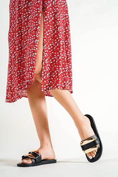 PASSAGE SHOES 6100 Чорні капці з деталями для жінок