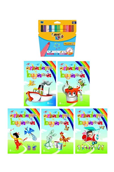 Ata Yayıncılık كتب تلوين صديقي للأعمار من 3 إلى 6 سنوات 5 Li + Bic Kids Xl12 ...
