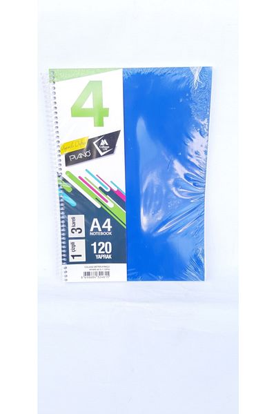 Piano Caiet A4 Dimensiune Mare cu Semn de Carte 3+1 120 Foi