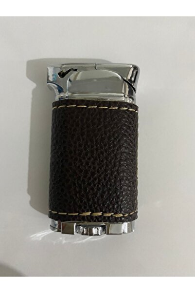 Elif Pipo Çakmağı Deri Kaplı Kahve Rengi