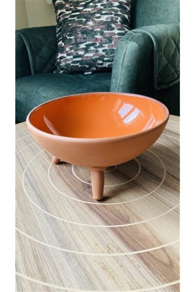 goffin Goffın Çömlek 2'li Doğal Sırlı Ayaklı Sunum Meyve Tabağı Kapadokya