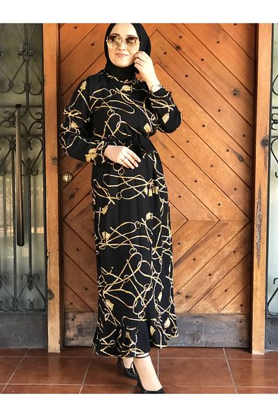 AYSUN AYDEMİR Chain Pattern Hijab Dress