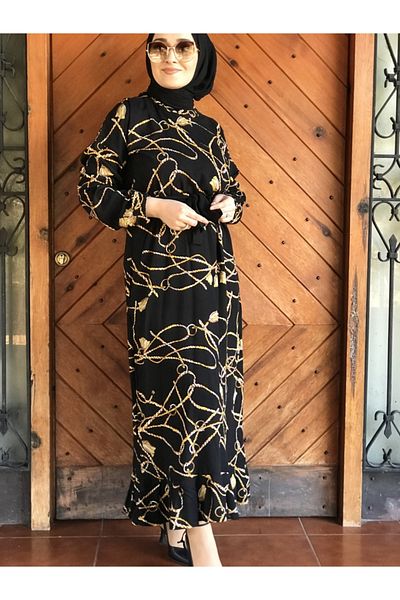 AYSUN AYDEMİR Chain Pattern Hijab Dress