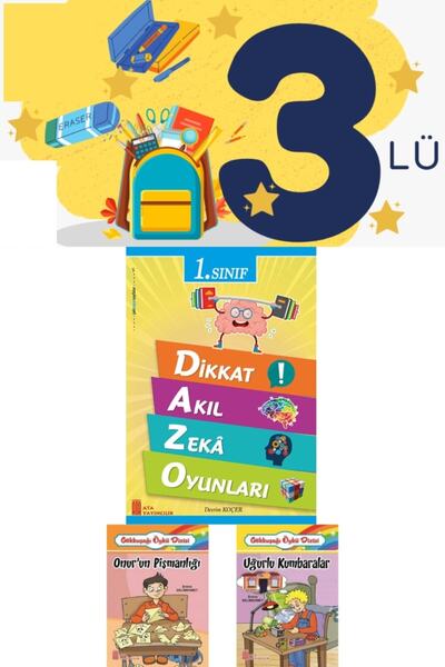 Ata Yayıncılık 1.sınıf Dikkat Zeka Akıl Oyunları 3'lü Set