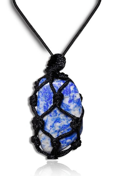 Tesbih Atölyesi Adjustable Macrame Natural Lapis Lazuli Stone Necklace