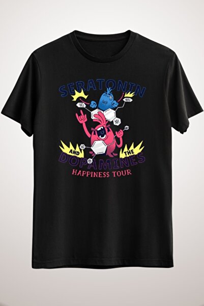 GreenMint تي شيرت موسيقى دوبامين سيراتونين أسود للجنسين، موسيقى الروك، فرقة ج...