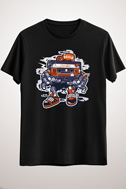 GreenMint للجنسين أسود بارد أحمر زومبي الموسيقى التي شيرت شريط الموسيقى