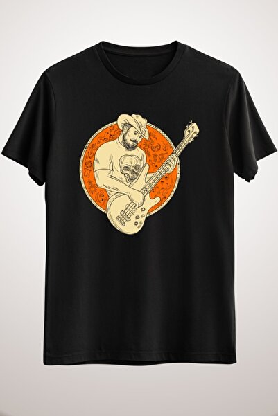 GreenMint رعاة البقر السوداء للجنسين الذين يلعبون جيتار الباس ورسم دائرة الجيتار