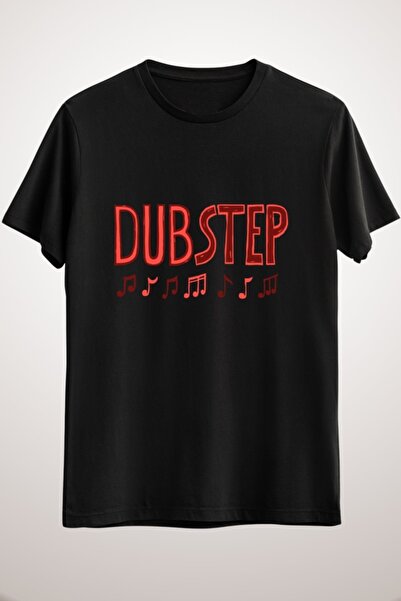 GreenMint تيشيرت موسيقى دوبستيب أسود للجنسين بنمط موسيقى