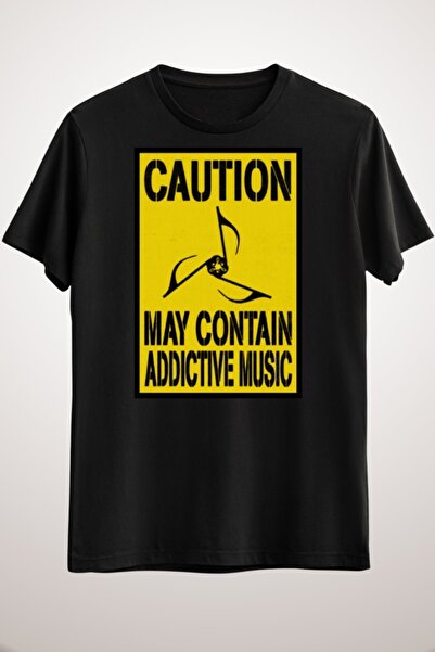 GreenMint تيشيرت موسيقى مدمني أسود للجنسين