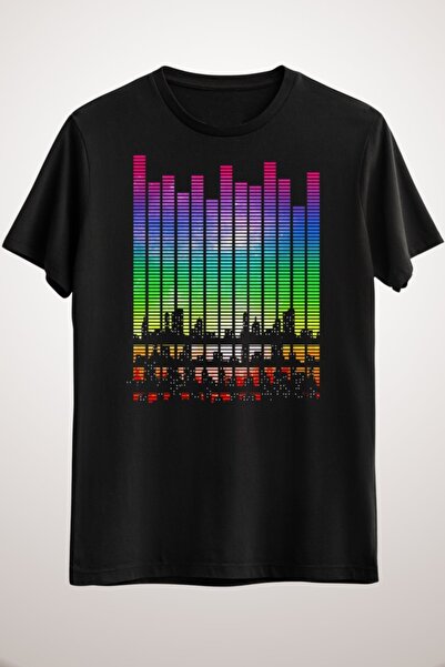 GreenMint تي شيرت موسيقى أسود للجنسين - مدينة الموسيقى