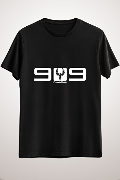 GreenMint تيشيرت موسيقى فينيكس أسود للجنسين 909 أبيض