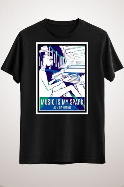 GreenMint تيشيرت موسيقى بيكسار سول أسود للجنسين من Music Is My Spark