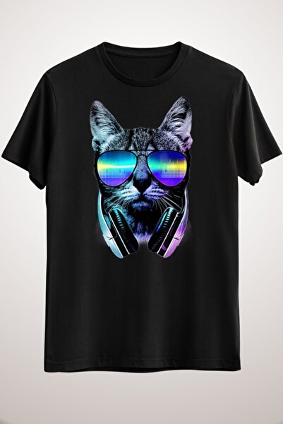 GreenMint Tricou unisex Black Rave Cat Edm Dj Tech House Music Music Underground