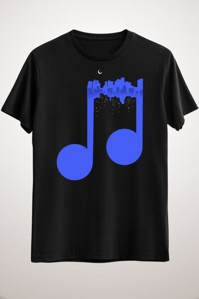 GreenMint تيشيرت موسيقى ليلية سوداء للجنسين