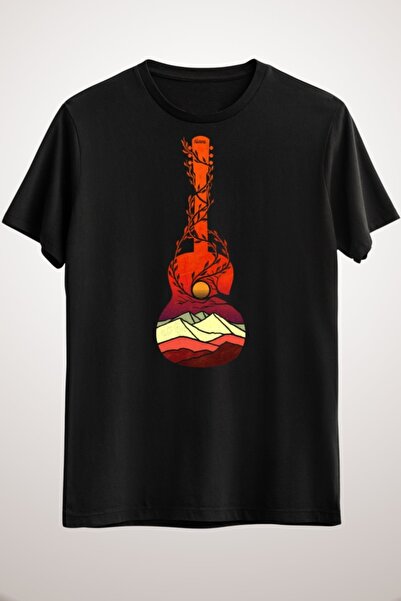 GreenMint تيشيرت موسيقى أسود للجنسين بيئة الموسيقى