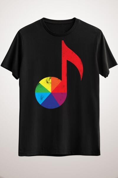 GreenMint تي شيرت نظرية الموسيقى باللون الأسود للجنسين