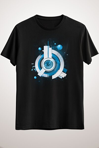 GreenMint تيشيرت موسيقى أسود للجنسين منارة موسيقية